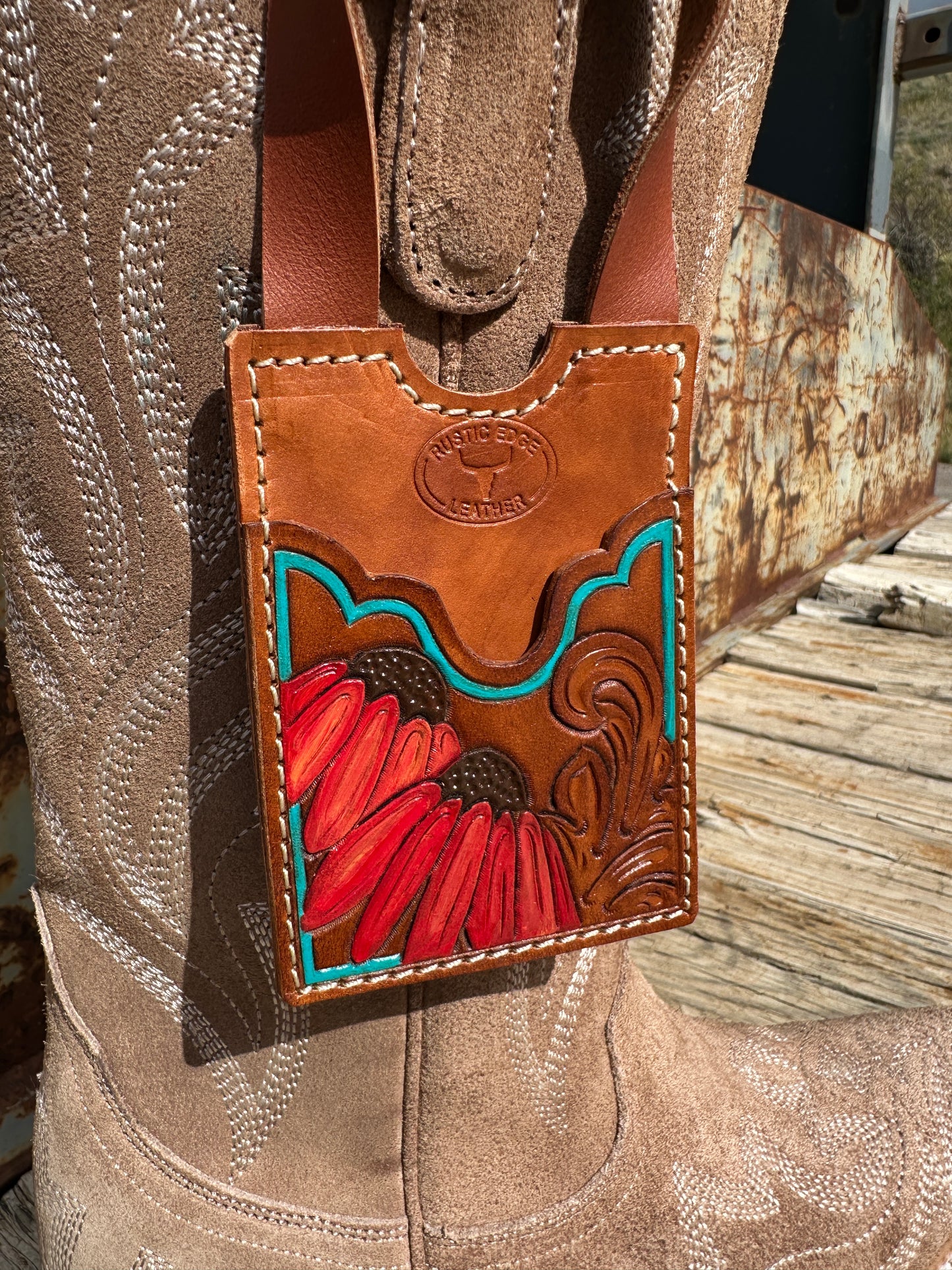 Tooled Leather Boot Wallet