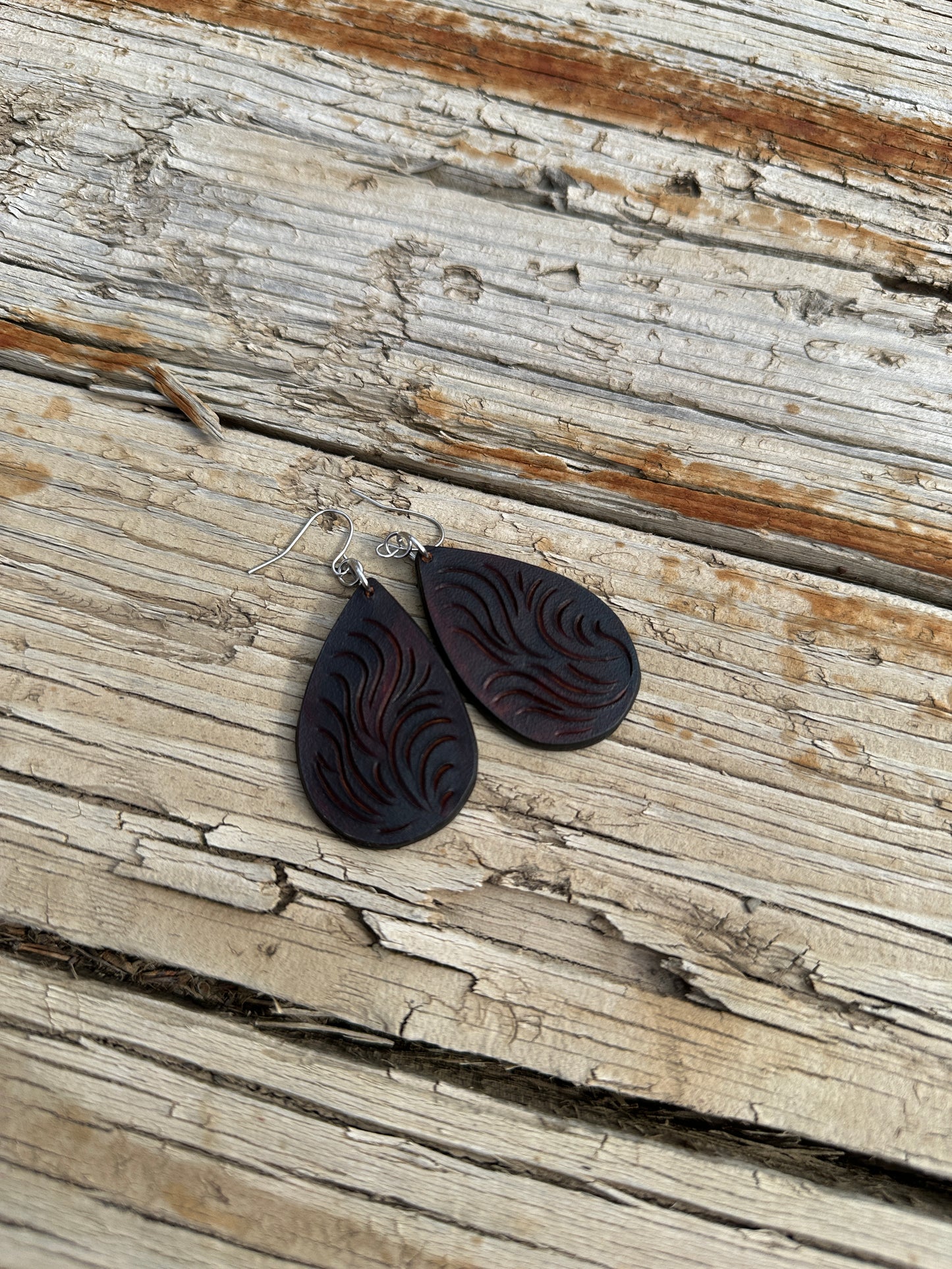 Tooled Leather Earrings