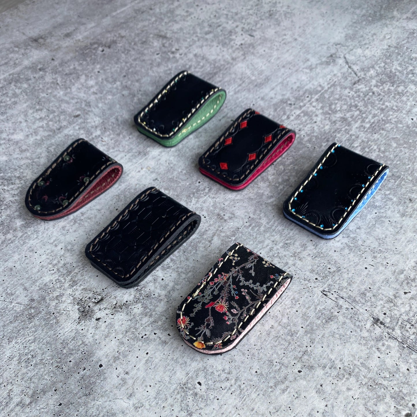 Hand-tooled Leather Magnetic Bookmarks