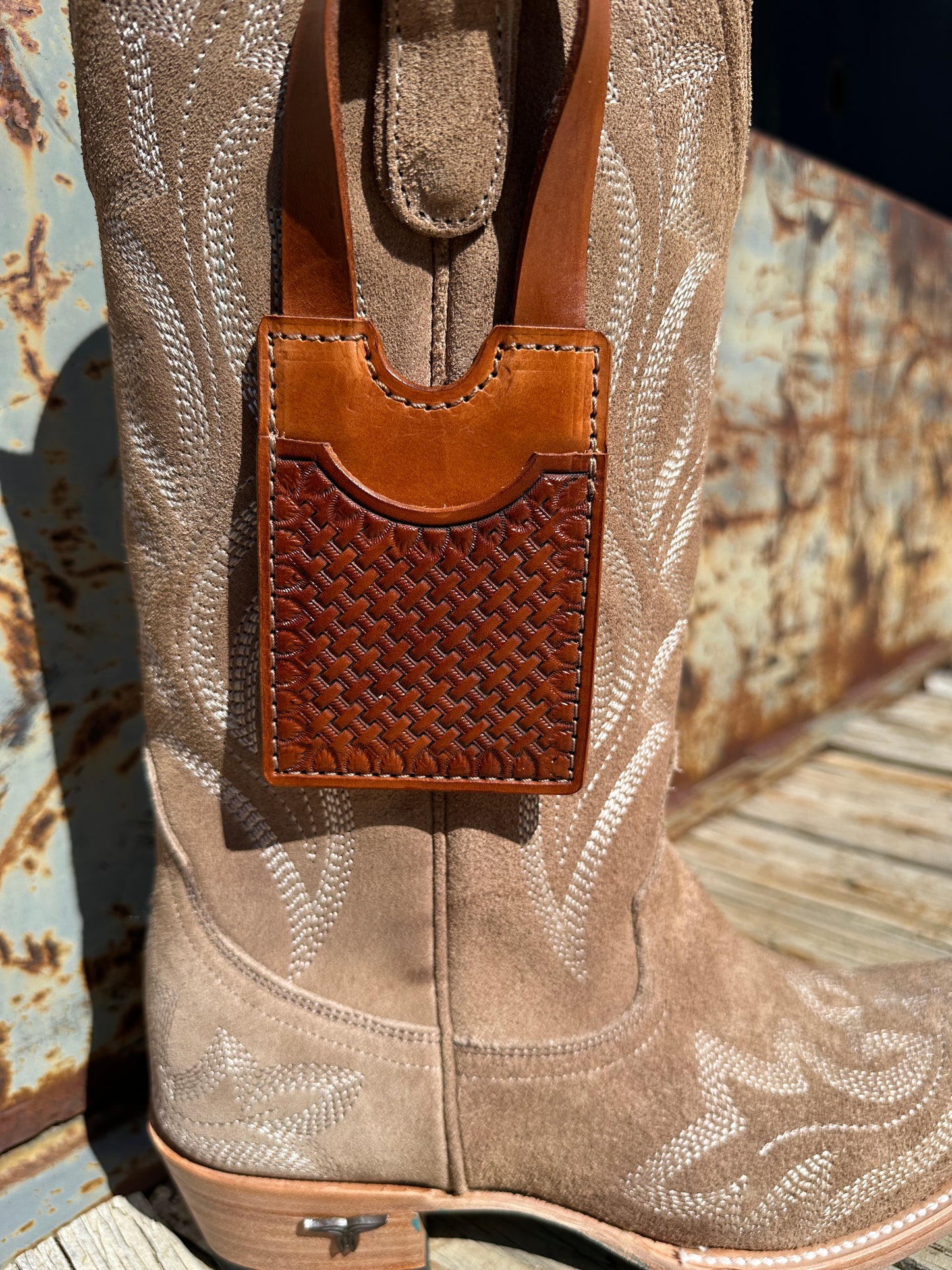 Tooled Leather Boot Wallet