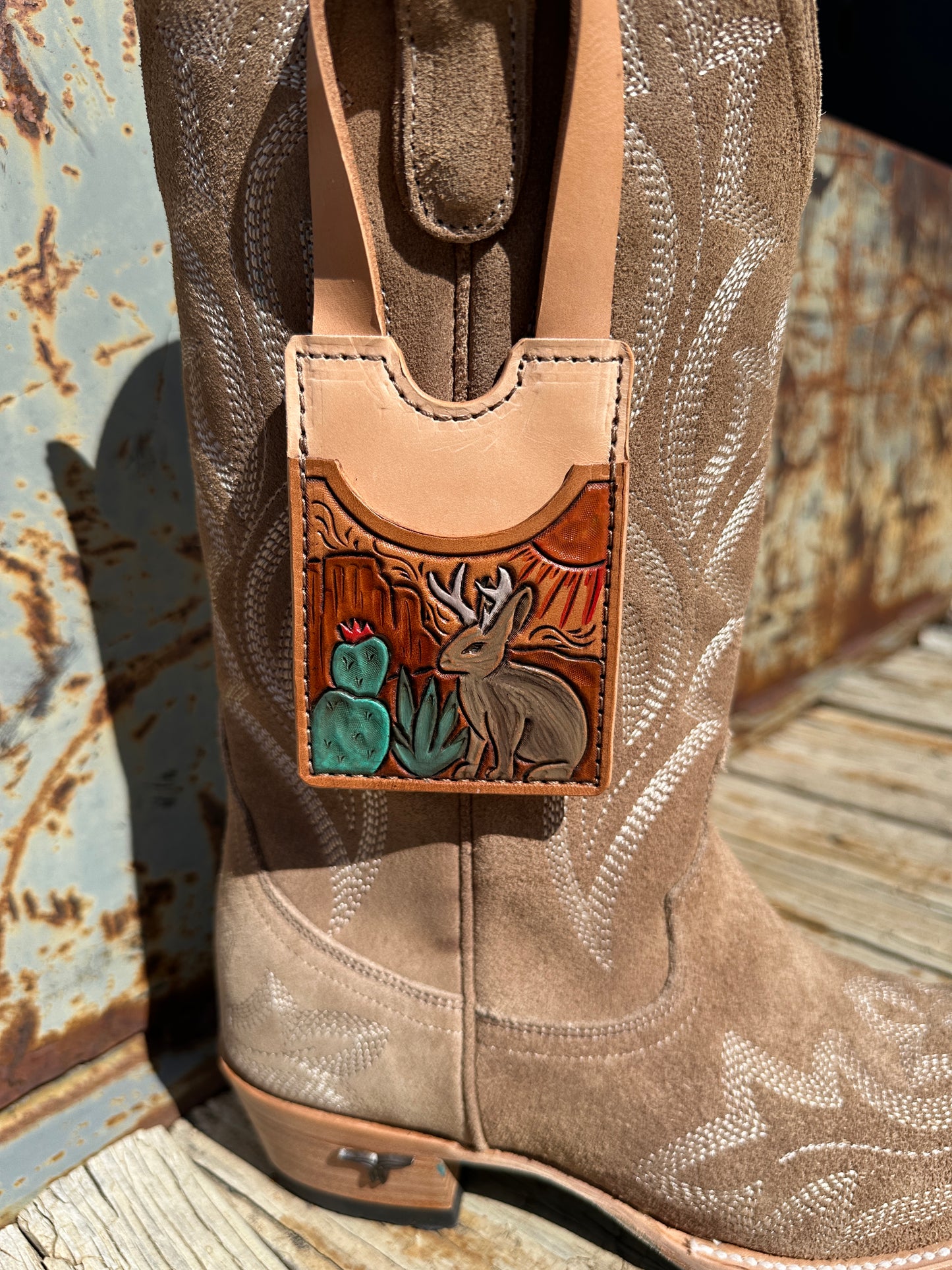 Tooled Leather Boot Wallet