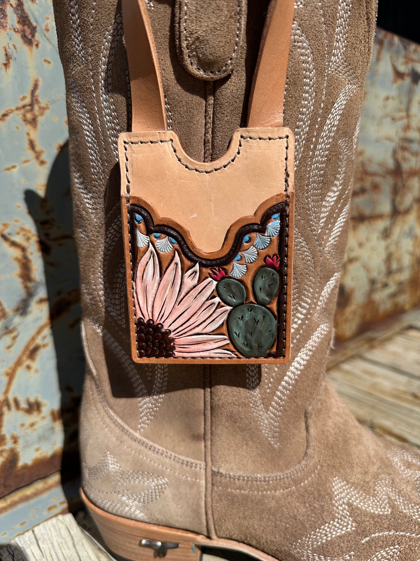 Tooled Leather Boot Wallet