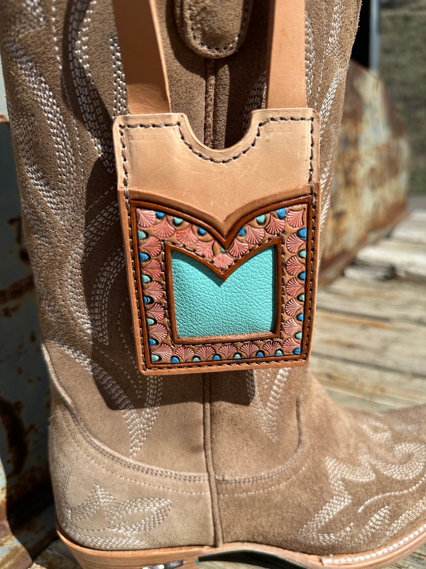 Tooled Leather Boot Wallet