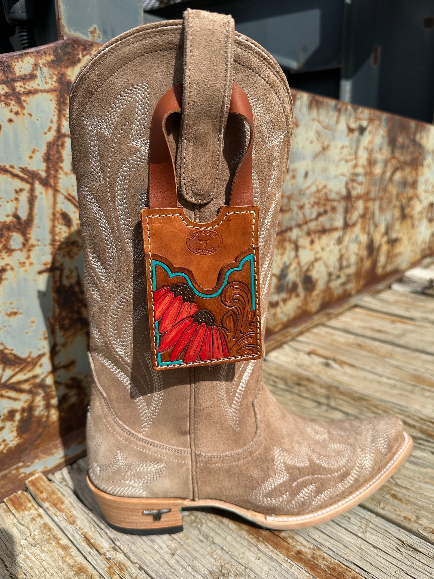 Tooled Leather Boot Wallet