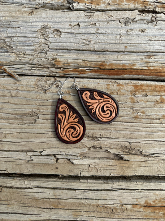 Tooled Leather Earrings