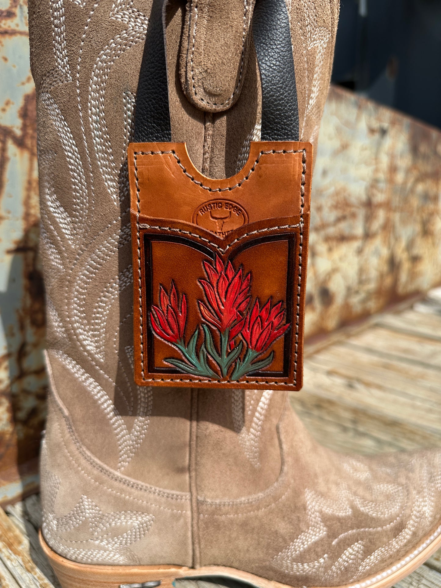Tooled Leather Boot Wallet