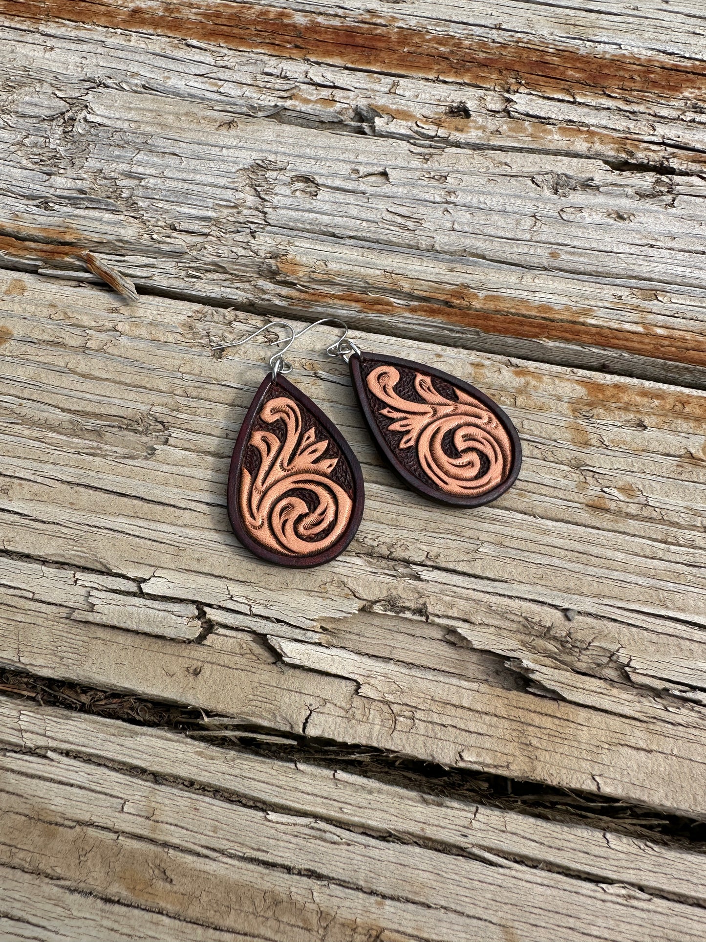 Tooled Leather Earrings