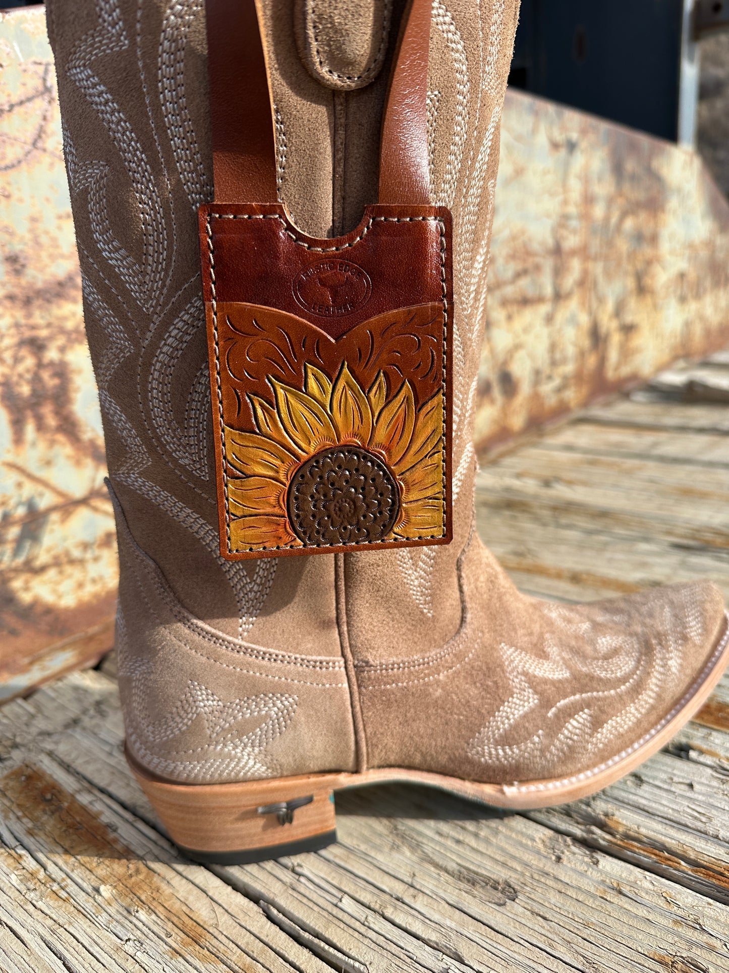 Tooled Leather Boot Wallet