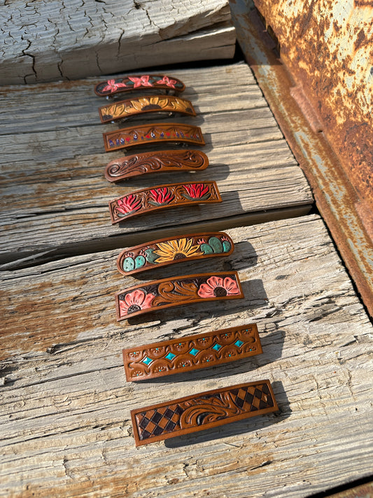 Leather Hair Barrettes