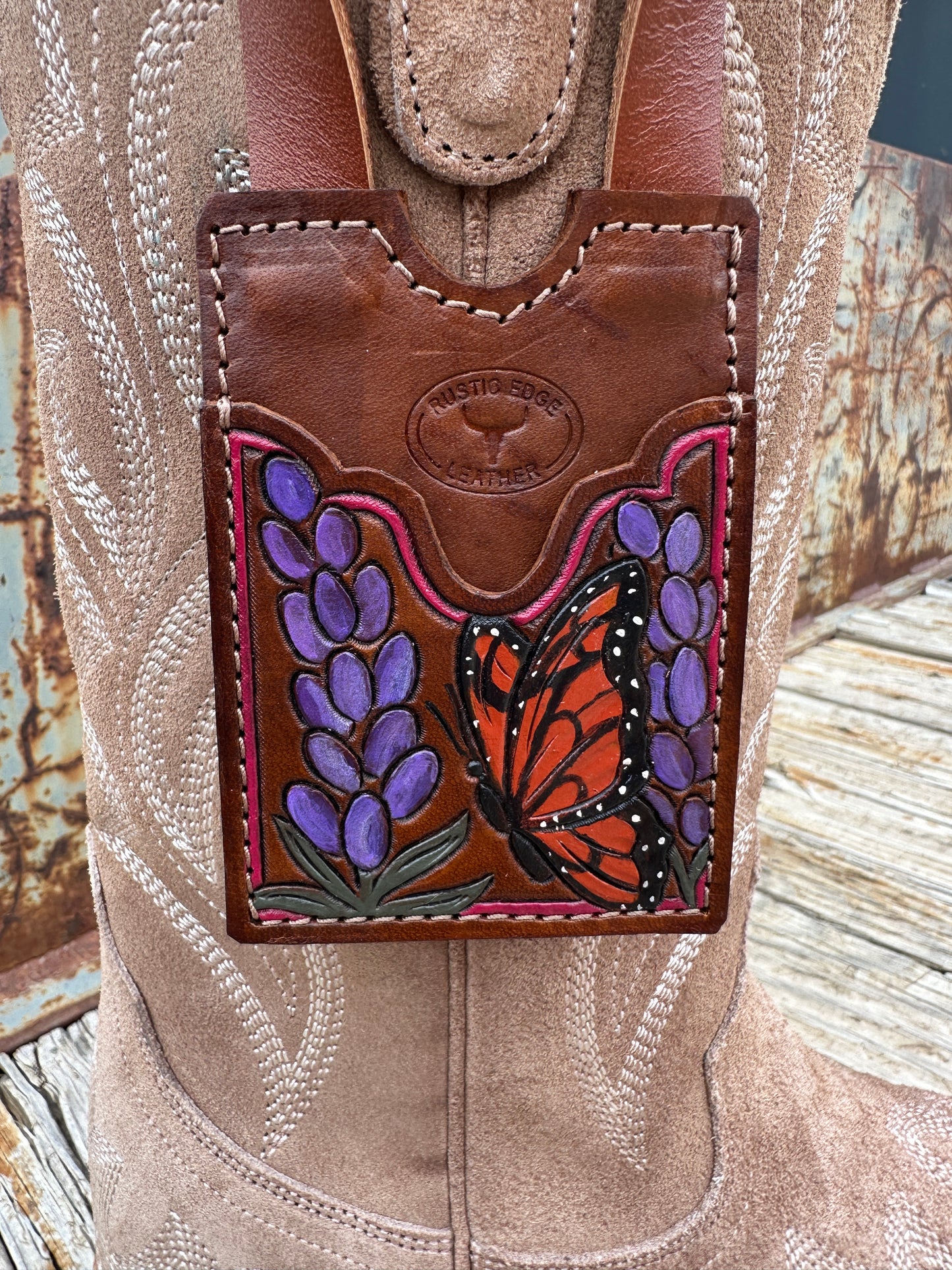 Tooled Leather Boot Wallet