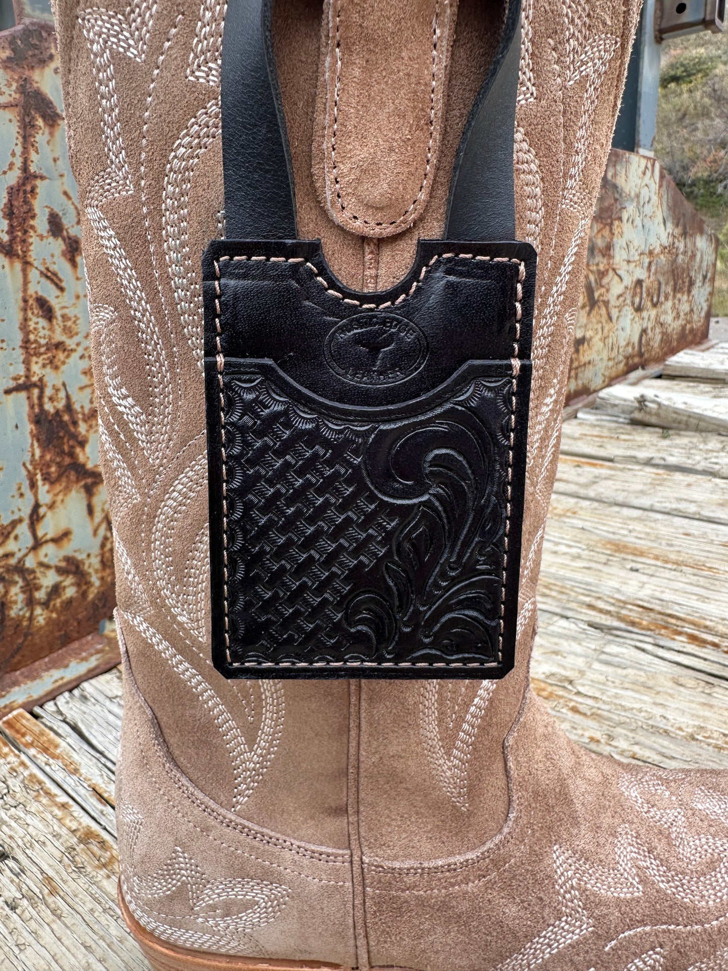 Tooled Leather Boot Wallet