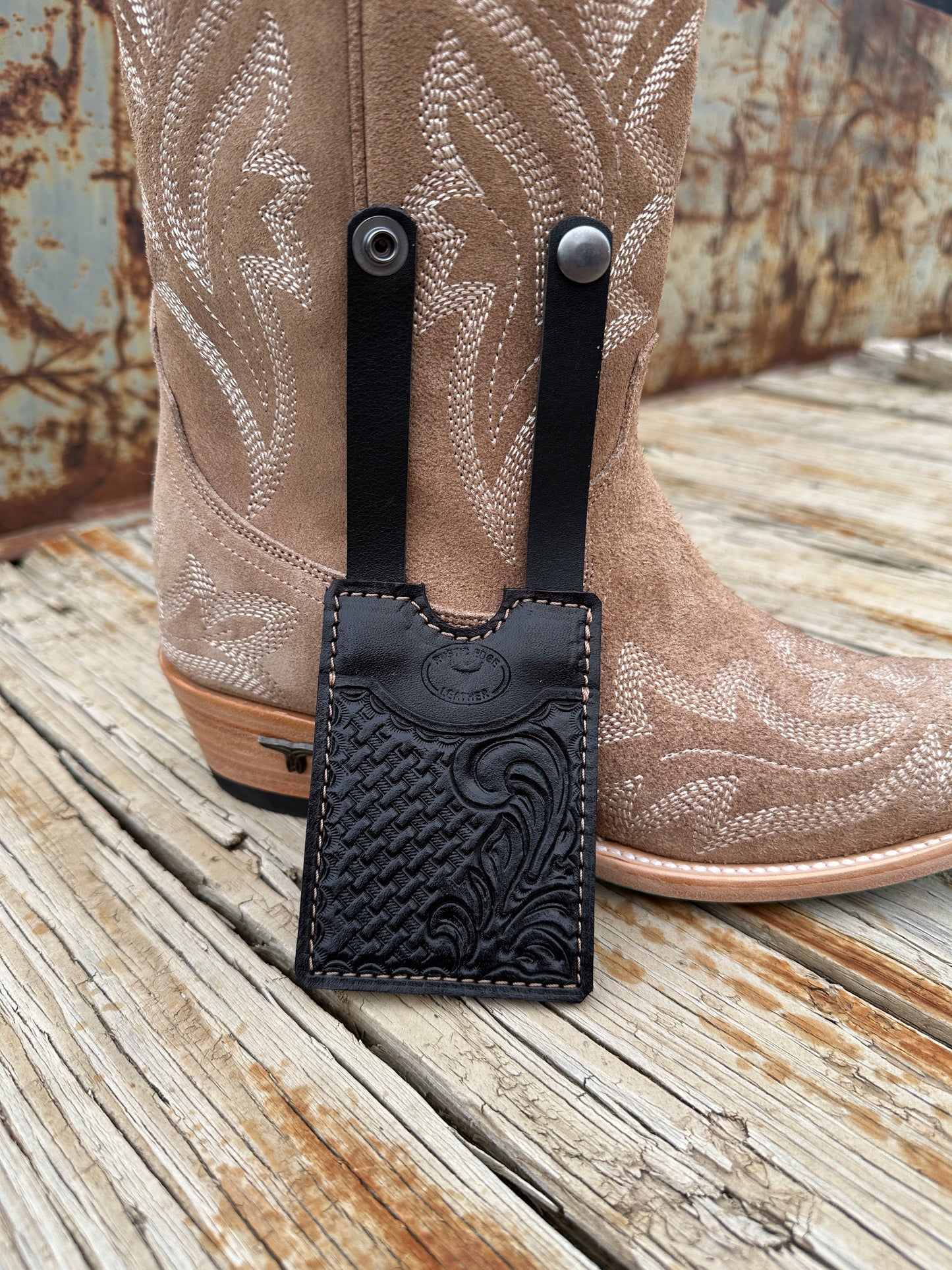 Tooled Leather Boot Wallet