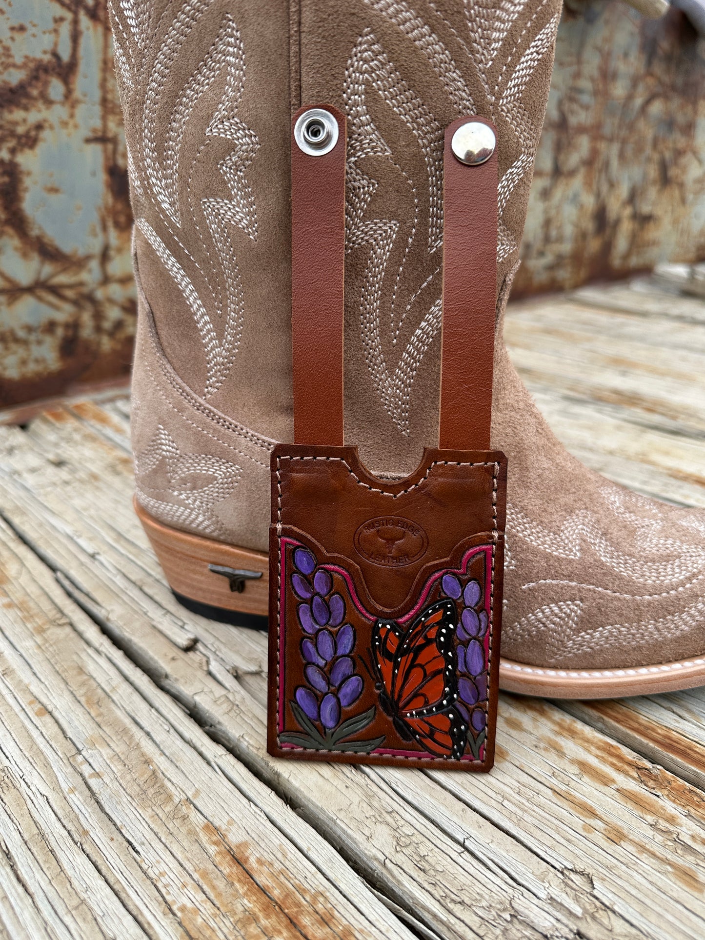 Tooled Leather Boot Wallet