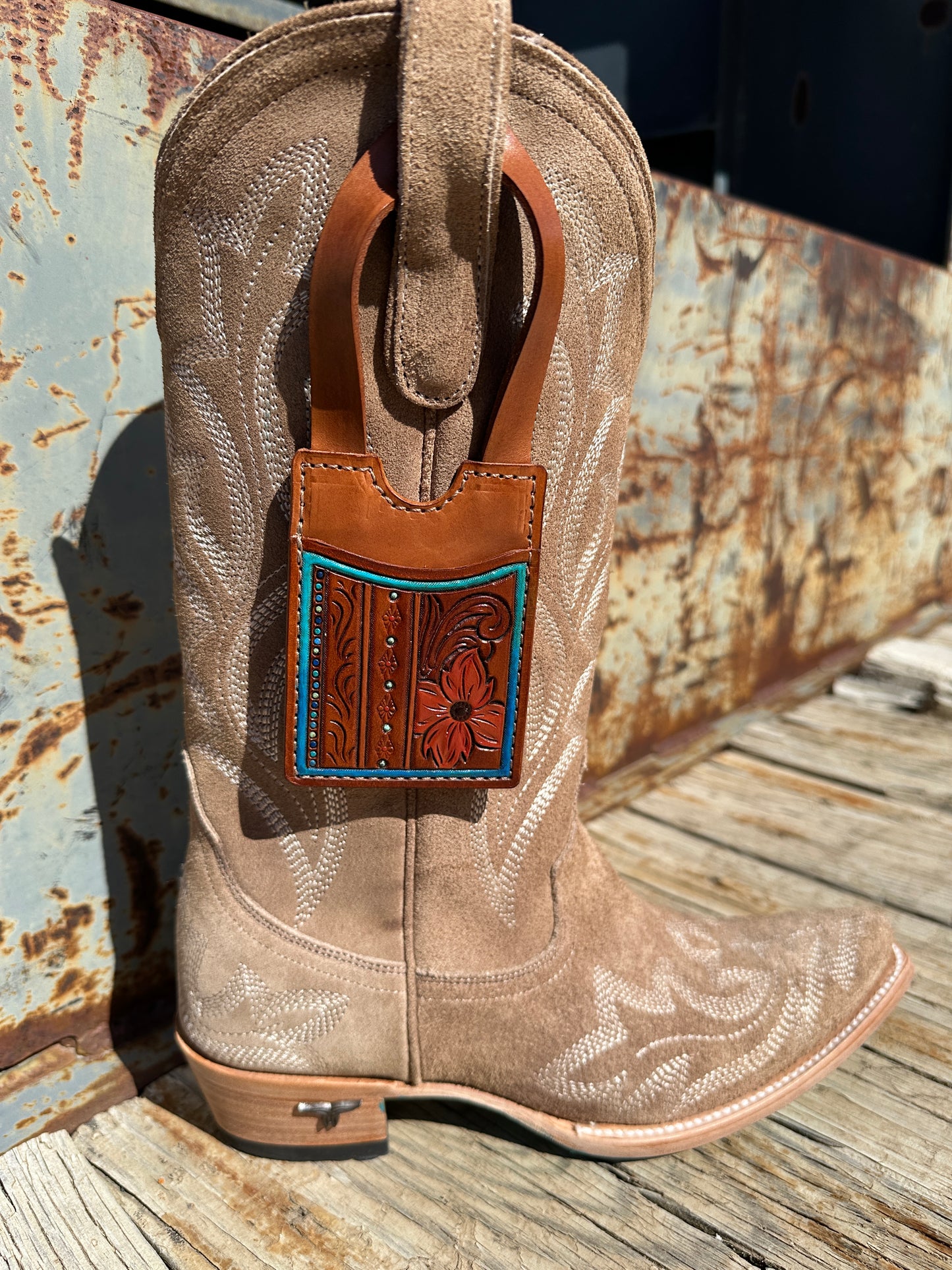 Tooled Leather Boot Wallet