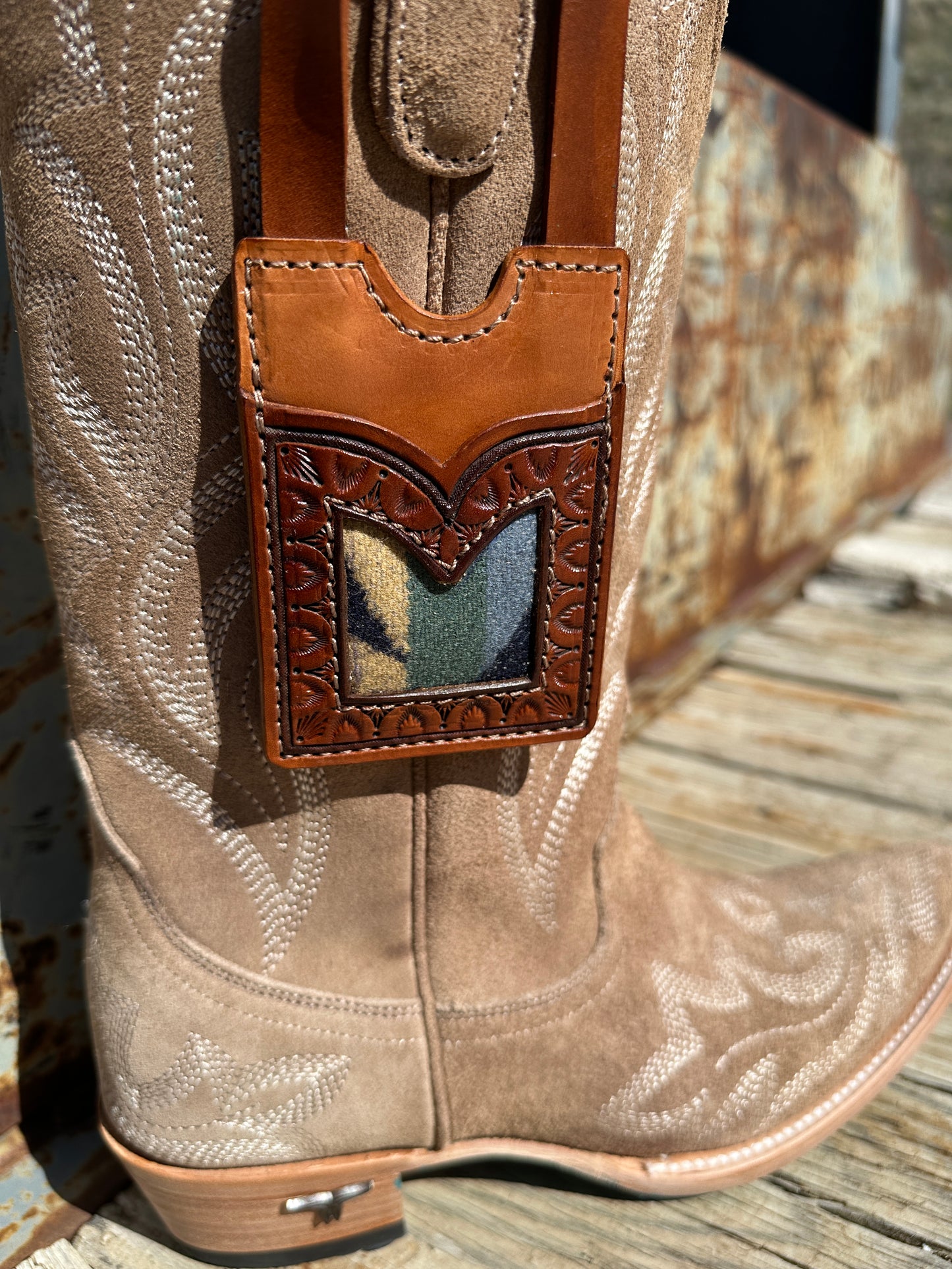 Tooled Leather Boot Wallet