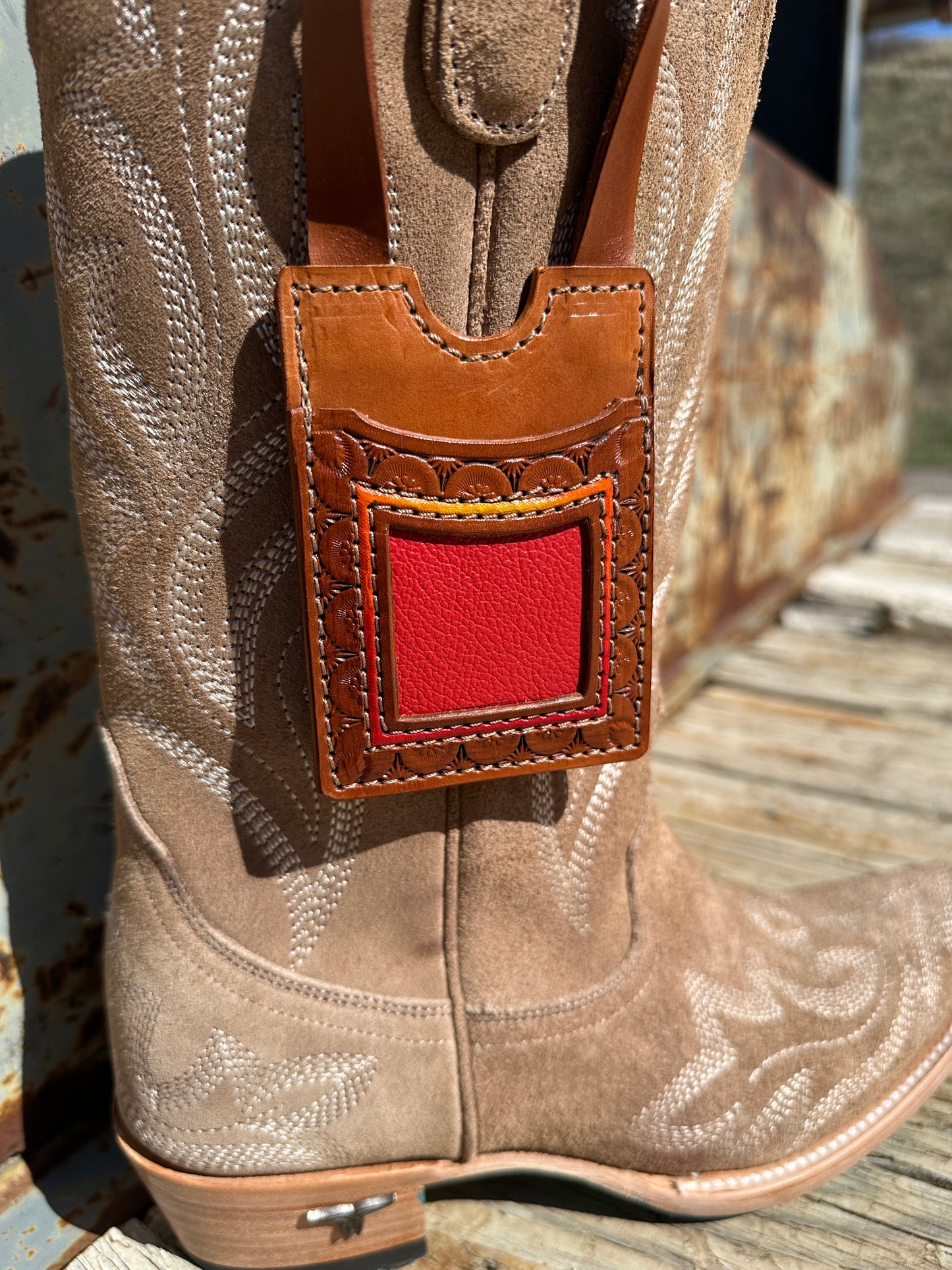 Tooled Leather Boot Wallet