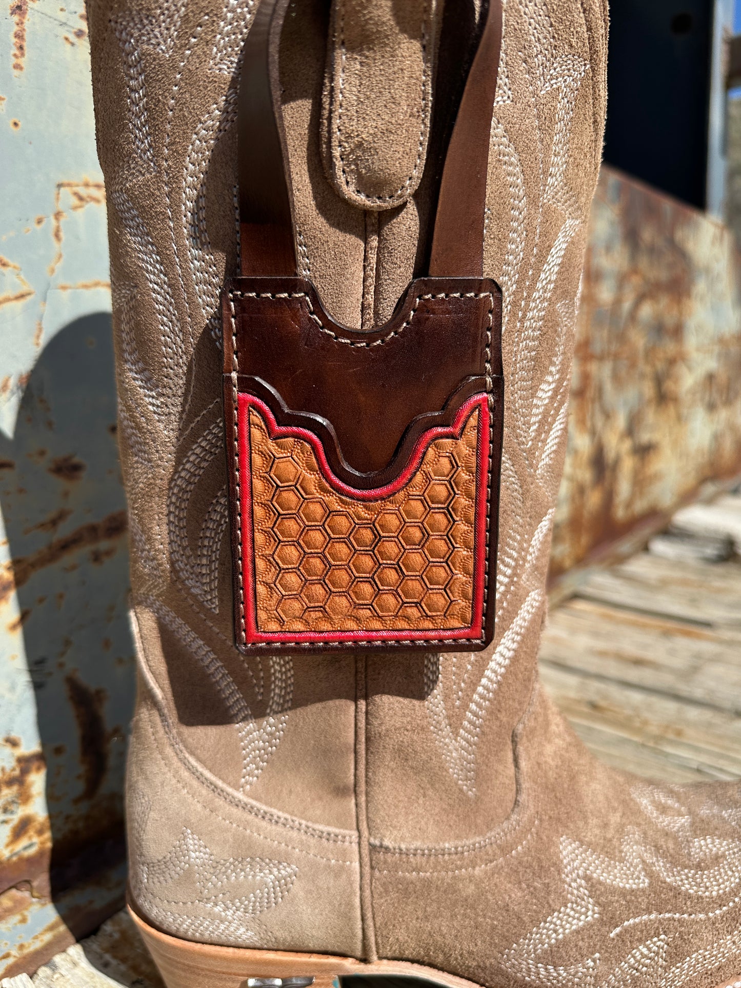 Tooled Leather Boot Wallet