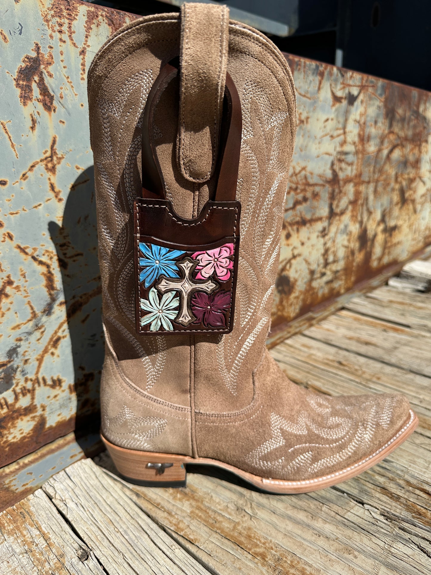 Tooled Leather Boot Wallet