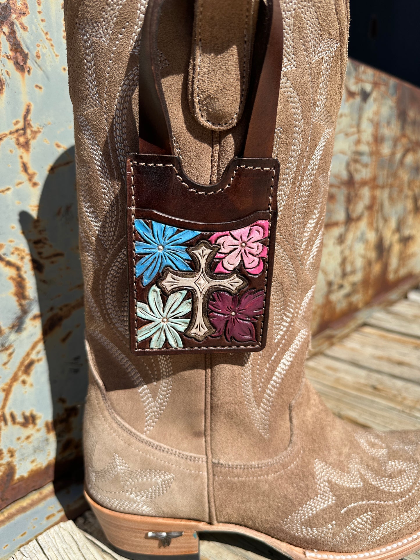Tooled Leather Boot Wallet