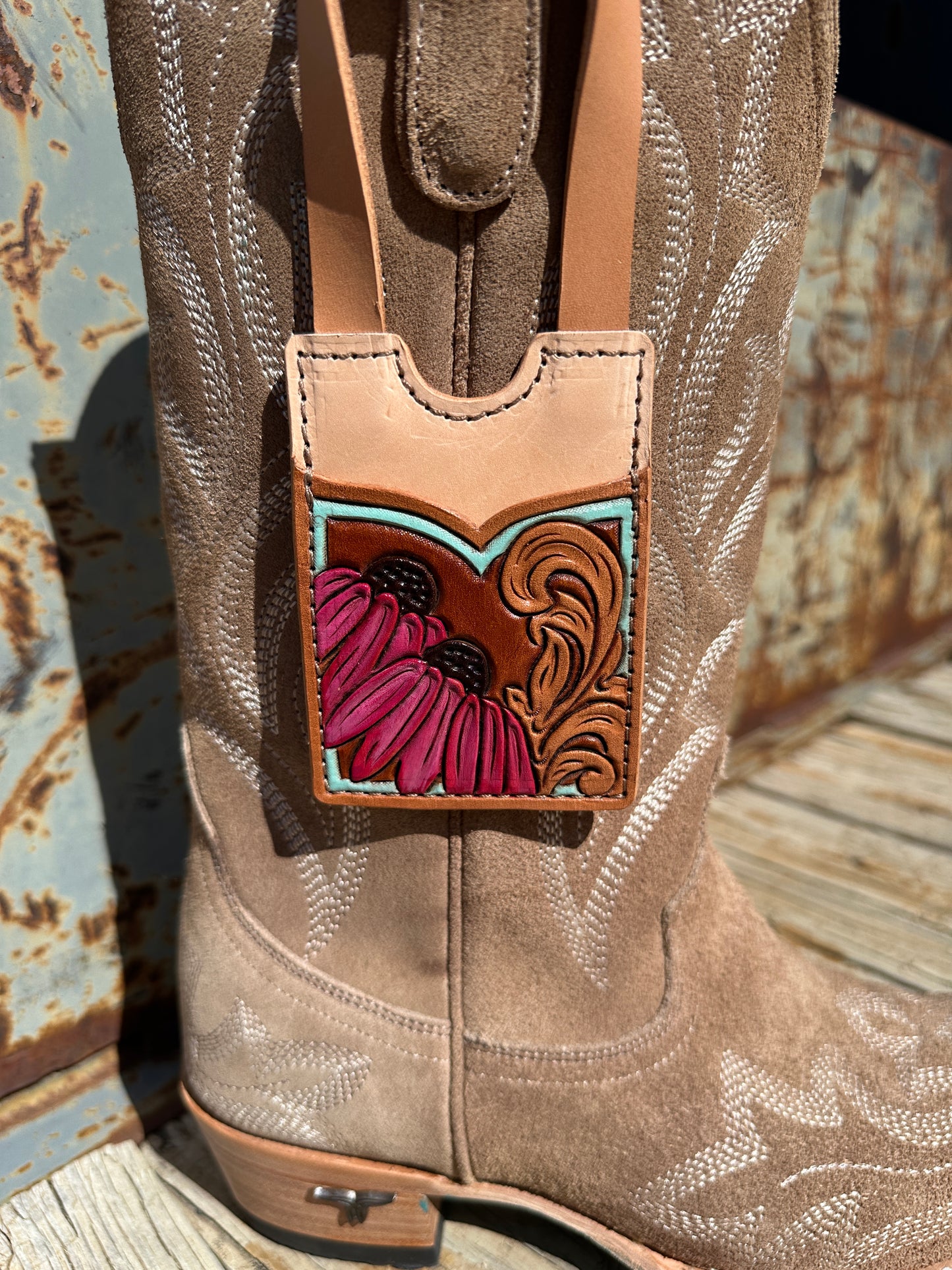 Tooled Leather Boot Wallet