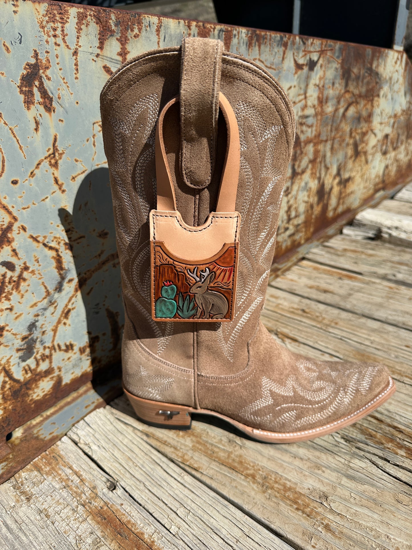 Tooled Leather Boot Wallet