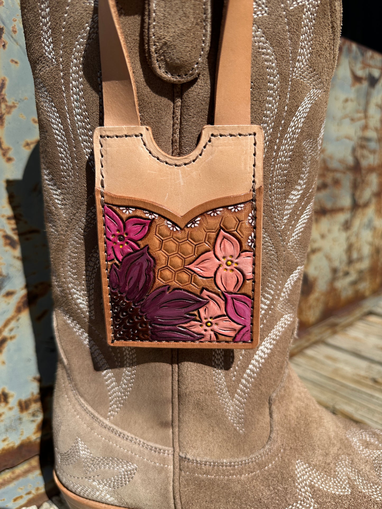 Tooled Leather Boot Wallet